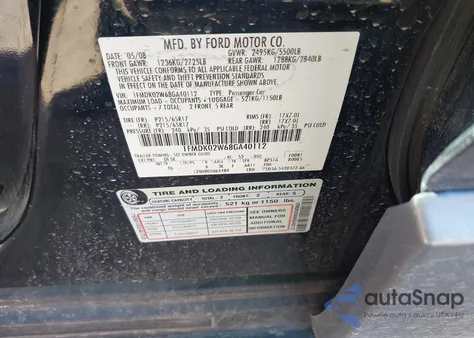 2008 Ford Taurus X Sel from USA, damaged, VIN 1FMDK02W68GA40112